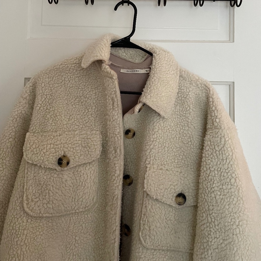 Ellison Cream Teddy Shacket Size S